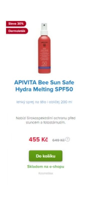 APIVITA Bee Sun Safe Hydra Melting SPF50 lehký sprej na tělo i obličej 200 ml