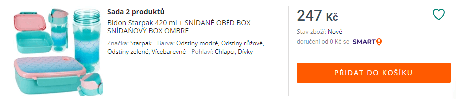 Produkt: Bidon Starpak 420 ml + SNÍDANĚ OBĚD BOX SNÍDAŇOVÝ BOX OMBRE