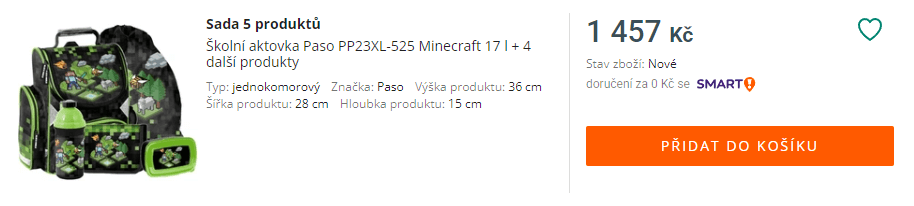 Produkt: Školní aktovka Paso PP23XL-525 Minecraft 17 l + 4 další produkty