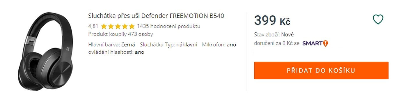 Produkt: Sluchátka přes uši Defender FREEMOTION B540